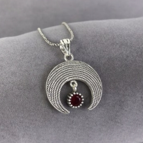 925 Sterling Silver Turkish Filigree Moon Necklace for Women, NEW,HandmadeGift - Picture 5 of 6